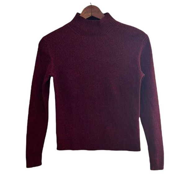 Talbots 100% Cotton Ribbed Mock Neck Top - Picture 1 of 6